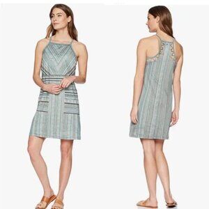 Prana Dress Ardor Aqua Halter Built in bra activewear outdoor nylon sz medium